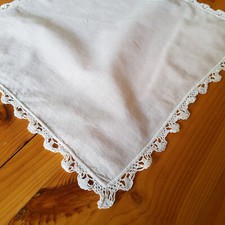 altes Stofftaschentuch Taschentuch wei&szlig; Stickerei Vintage 14
