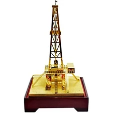 Copper Oilfield Oil Well Derrick Drill Rig Gold Model Commemorative Edition