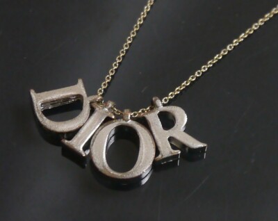Dior ネックレス Authentic Christian Dior Necklace logo Vintage Metallic