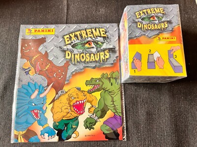 BOX BOX + LEERALBUM PANINI 100 TASCHEN EXTREME DINOSAURIER 1998 VERSIEGELT NEUWERTIG