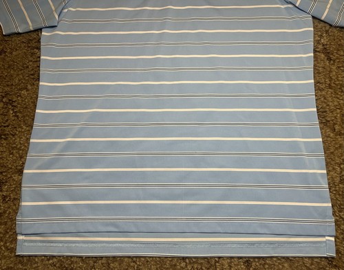 F&G Tech Polo Shirt Mens Large Blue Striped Performance Stretch Golf - Picture 9 of 10