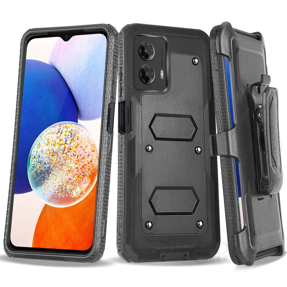 RUGGED FULL BODY SHOCKPROOF ARMOR Clip Holster Stand Case Cover SCREEN PROTECTOR - Image 3 of 4