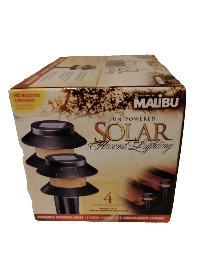 Juego de 4 - Nuevas luces de acento solares alimentadas por el sol Malibu - Nuevas en caja Foto 2 de 3