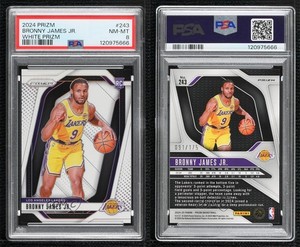 2024-25 Panini Prizm White Prizm /175 Bronny James Jr #243 PSA 8 Rookie RC