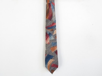 Vintage Thai Silk Hand Made Tie Multicolour Pattern 100% Silk Necktie Made in