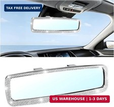 Bling Car Rear View Mirror, Crystal Rhinestone Wide Angle Clip-On Vehicle Rearvi