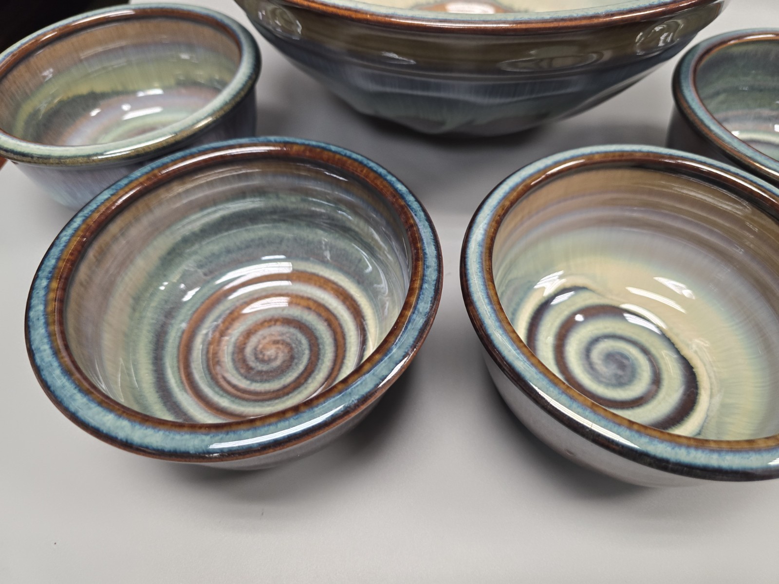 Bill Campbell Pottery Bowl Set / 5 PIECES SALAD BOWL SET 