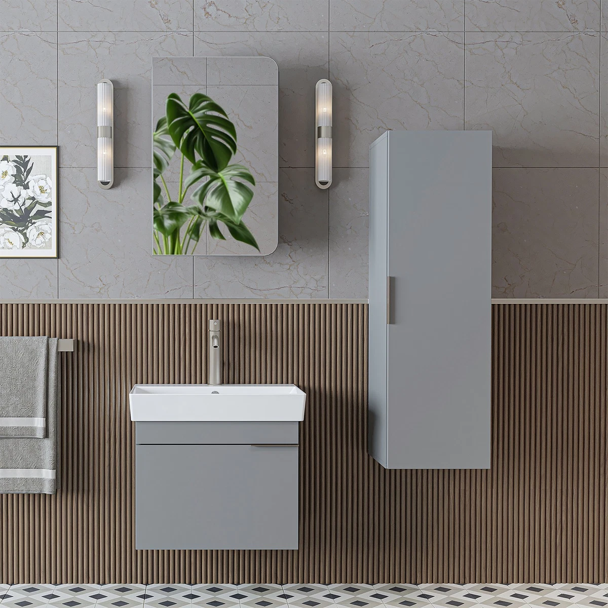 Roomart Badmöbel Set LYCIA 60 cm – 4-teiliges Badezimmermöbel-Set in 4 Farben