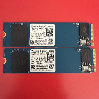 Western Digital ~ Lot Of 2 ~ PC SN530 512GB M.2 2280 NVMe SSD 98%-97% Health