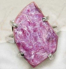 Natural Siberian Charoite 925 Solid Sterling Silver Ring Sz 7 B10-7
