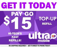 ULTRA MOBILE 15 REFILL   PAY-GO DIRECT - TO PHONE   FAST REFILL   GET IT TODAY 
