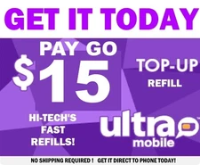ULTRA MOBILE $15 REFILL ✅ PAY-GO DIRECT - TO PHONE ✅ FAST REFILL ✅ GET IT TODAY!