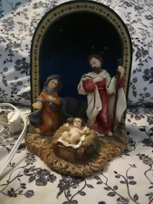 Christmas Light-Up Nativity Tabletop Decoration Jesus, Mary , Joseph Needs Bulb 