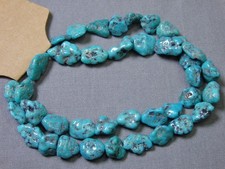 Arizona KINGMAN TURQUOISE 8-15mm Nugget BEADS 18" Strand 130cts