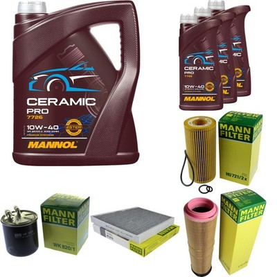 MANN Inspektionspaket 8L MANNOL Ceramic Pro 10W-40 für Mercedes-Benz E-Klasse