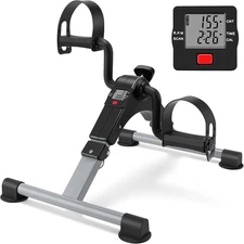 Folding Exercise Bike Pedal Exerciser Portable Desk Bike with LCD Display for Ar