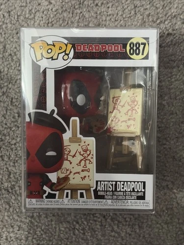 Funko Pop Marvel 887 ARTIST DEADPOOL Vinyl Figure Gamestop Exclusive W Protector