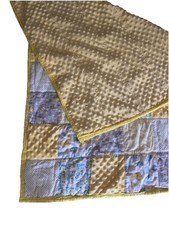 Vintage Childs Patch Quilt Crib Blanket Comforter Yellow Gray 48x35  EUC