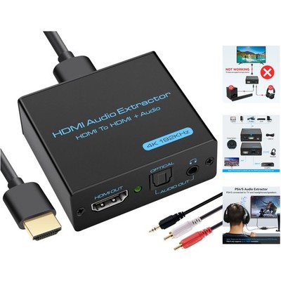Stylish Aluminum HDMI Audio Splitter: 4K Support & Multiple Audio Modes