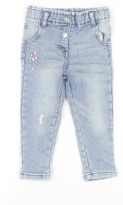Dunnes Stores Mädchen blau Denim bestickt Jeans 18-24 Monate elastischer Bund