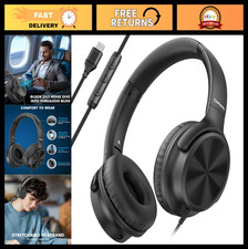 Wired USB C Headphones Over Ear with Microphone, Volume Control, HD Sound - Fold