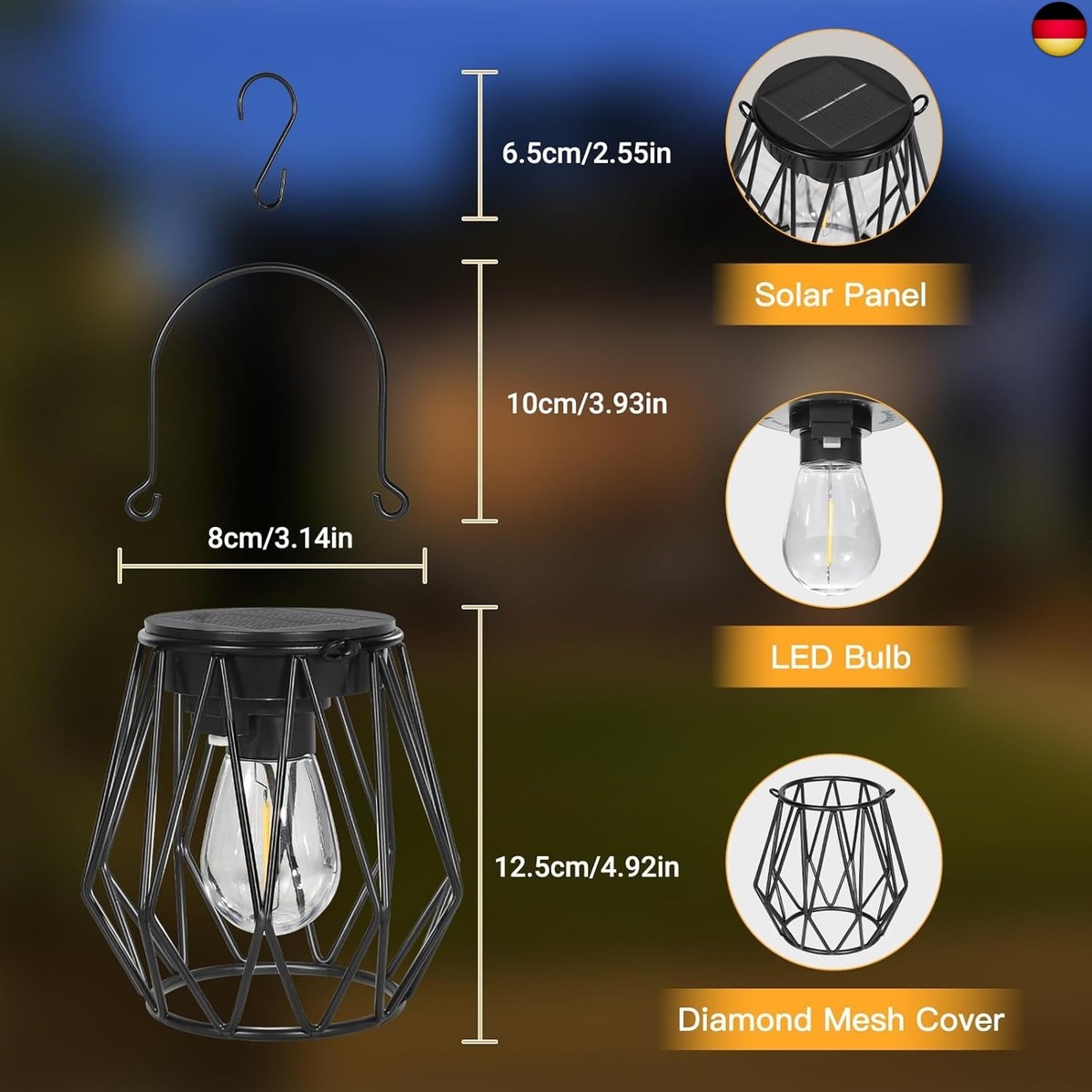 Dehobo Solarlampen 2 Stück - Wetterfeste Solar Laternen IP65 Für Garten & Terrasse
