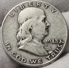 1948 D Franklin Half Dollar, 90% Silver - First Year, 0.3617 Troy Ounces, F-4810