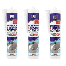 3 x WHITE BATHROOM & KITCHEN SEALANT ACRYLIC 450G FOR WATERPROOFING SEALING NEW