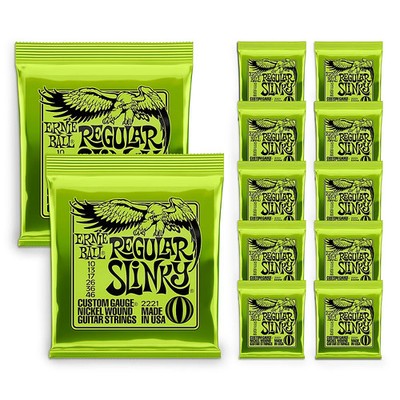 Ernie Ball 2221 Nickel Slinky Lime Guitar Strings  Buy 10, Get 2 Free