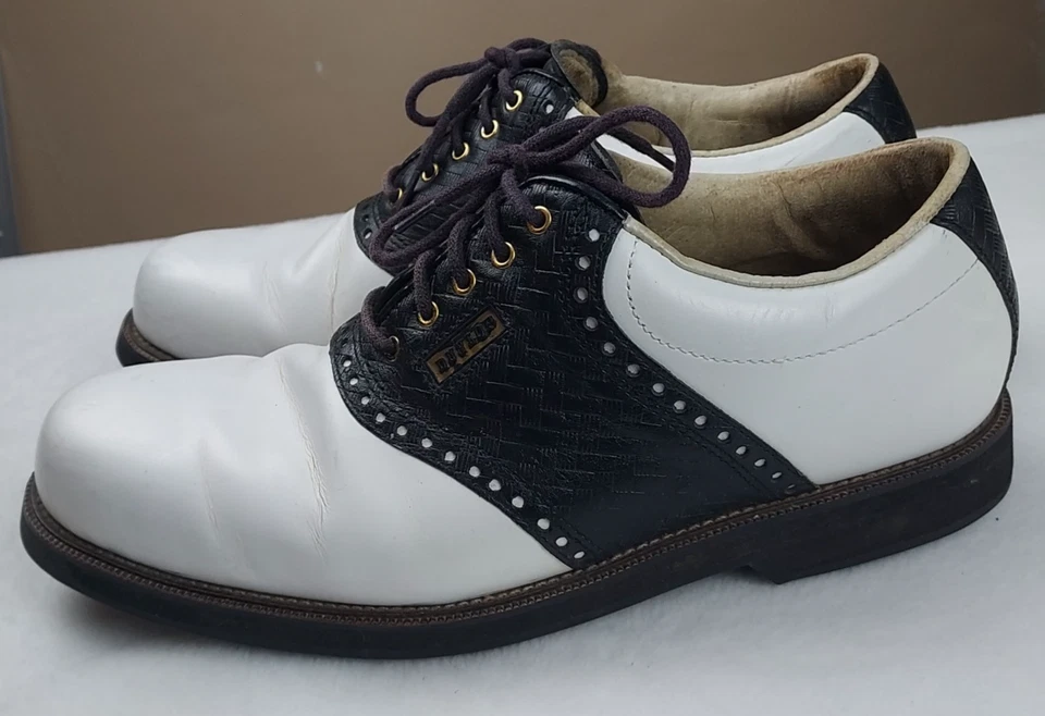 Zapatos de golf Dunlop para hombre 9,5 blancos montura negros con cordones botines Oxford 8,5 Reino Unido Foto 2 de 4