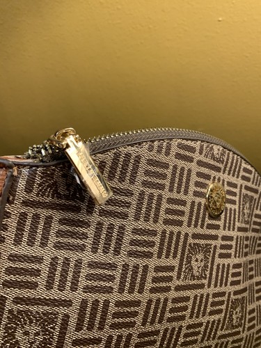Anne Klein Tan & Brown 2 Toned Gold Hardware 3 Compartment Crossbody Purse Bag - Picture 7 of 17