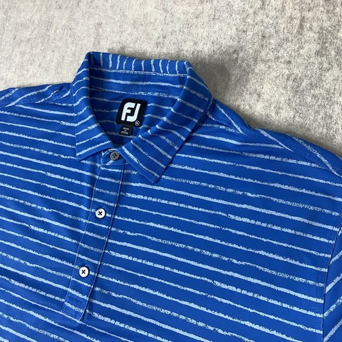 FootJoy FJ Poloshirt Herren 2XL Blau Grau Streifen Stretch Kurzarm Golf - Bild 5 von 12