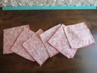 Pink Cotton Napkins Set of 6 White Toile Flower 16''x16'' Cottagecore Grannycore