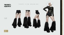 Devil Fashion Black Gothic Steampunk Women's Faux Fur Leg Warmer
