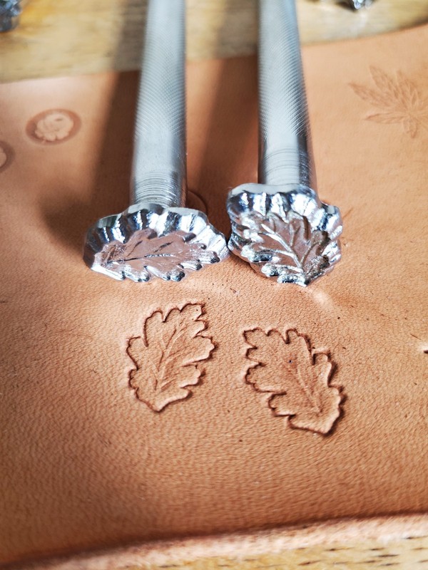 Vintage Pair c 950 Craftool Leather tooling stamp Leaf - 2 Oak Leaves