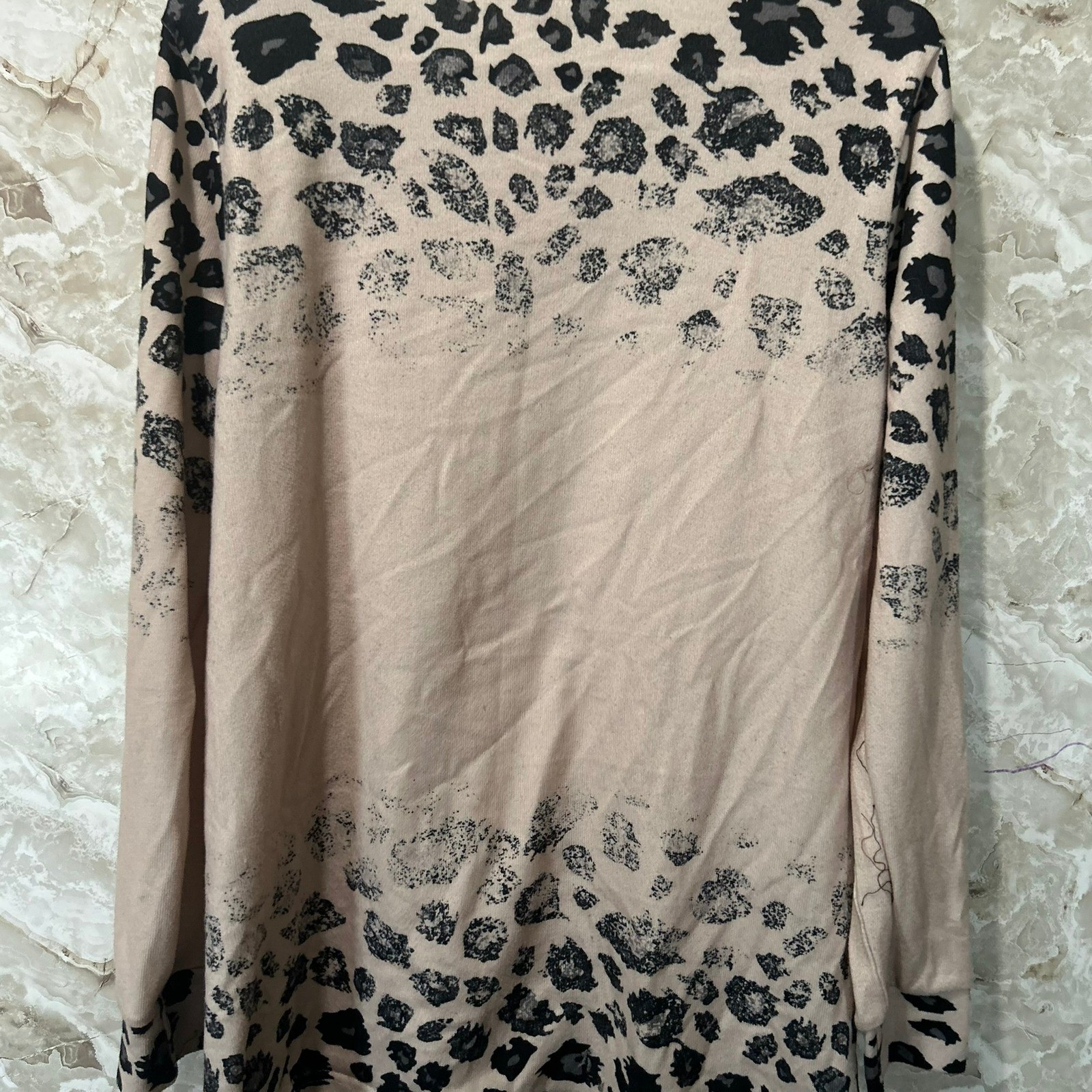Tickled Teal Women's Leopard Print Long Sleeve Top with Tie - Size L