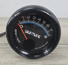 Vintage Sun Electric Corp Black Suntune Tachometer RPM x1000 Gauge - Untested