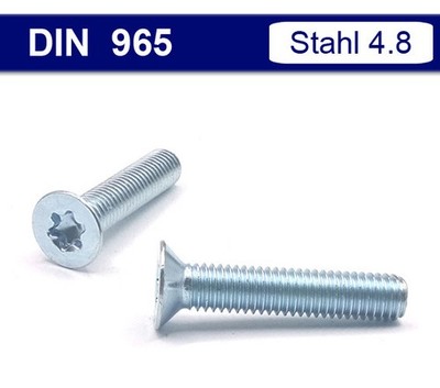 Senkkopfschrauben DIN 965 ISO 14581  Torx - M3 M4 M5 M6 - Stahl verzinkt - TX