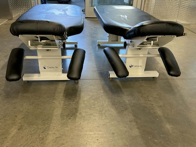 #ad #ad Earthlite Black Stationary Chiropractic Tables Set of 2 Adjustable Headrest. $820.00