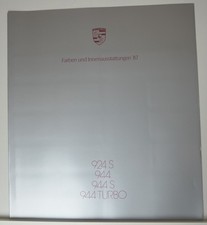 Porsche 924 S, 944, S 944 Turbo Farben Innenausstattung Prospekt Farbkarte 1987