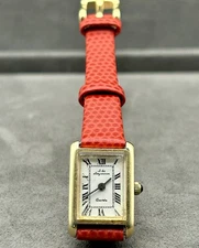 Vintage Art Deco Jules Jürgensen Womens 14K Solid Gold Square Rectangular Watch