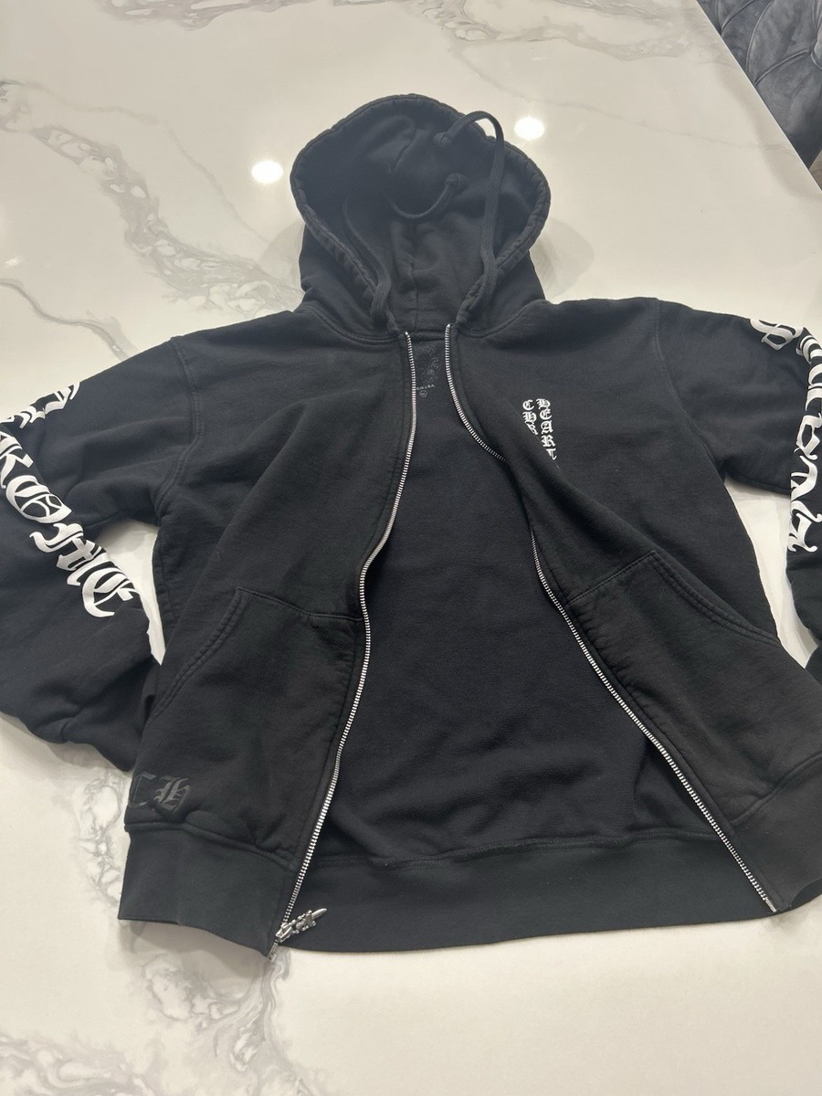 Chrome Hearts Vertical Logo Zip Up Hoodie Black | eBay