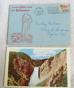 1963 Yellowstone Park A Long Color Letter Kodachrome Souvenir Fold-Out Ephemera
