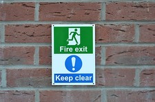 FIRE EXIT KEEP CLEAR A4 or A5 plastic sign or sticker emergency door evacuation