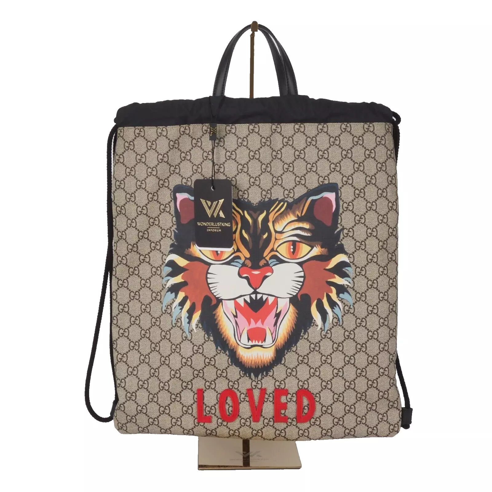 Sac à dos à cordon GUCCI Angry Cat GG Supreme Designer 473872 OP :