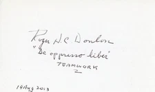 Roger Donlon- Signed Index Card (MOH)