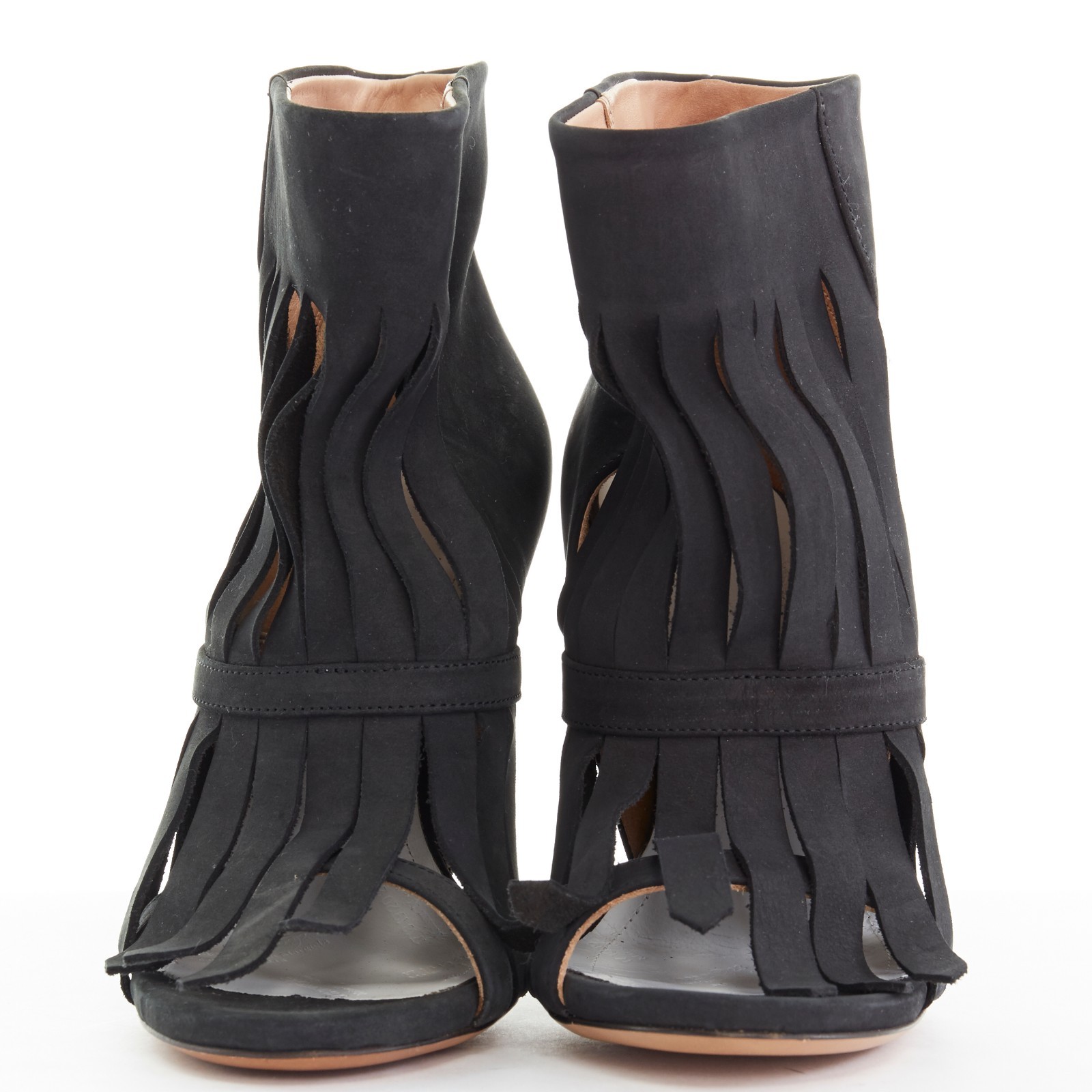 Nuevo Negro Flecos de Gamuza triturado Maison Margiela Bota Bota Bota Puntera abierta Tacones EU37 US7 1eb896 Nuevo Negro Flecos de Gamuza triturado Maison Margiela Bota Bota Bota Puntera abierta Tacones EU37 US7 1eb896