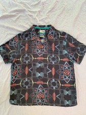 XL TOMMY BAHAMA ISLAND MODERN FIT MUSHROOM TRIP GEOMETRIC SILK HAWAIIAN SHIRT 15