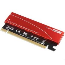 M.2 NVMe SSD to PCIE 4.0 3.0 X16 Adapter Card With Heatsink Case RED