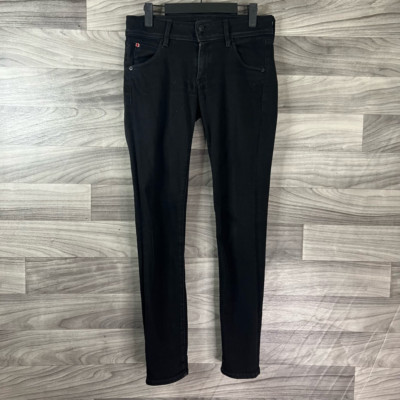 Hudson Womens Skinny Jeans Black Stretch Pockets Zipper Denim Casual USA 27